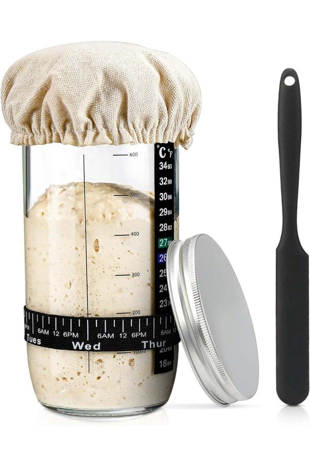 24Oz Sourdough Starter Glass Jar, Bread Baking Supplies Culture Jar, Sealed Jar, Sourdough Jar, Sou