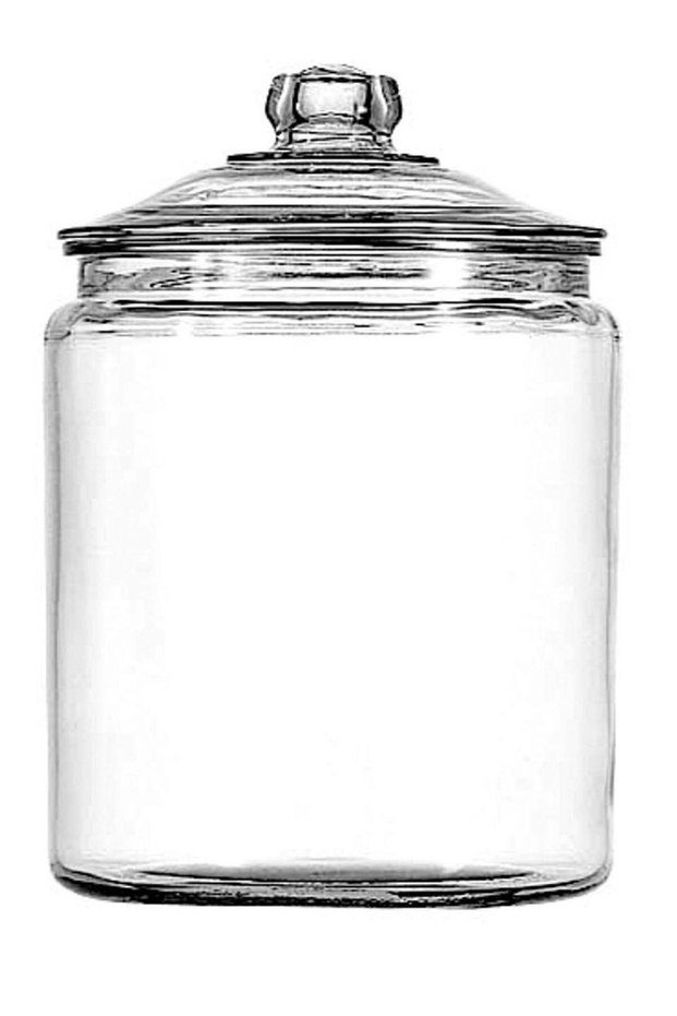 Anchor Hocking Heritage Hill Glass Jar 3QT / 2.8L with Glass Lid, Clear Storage Jar for Flour, Suga