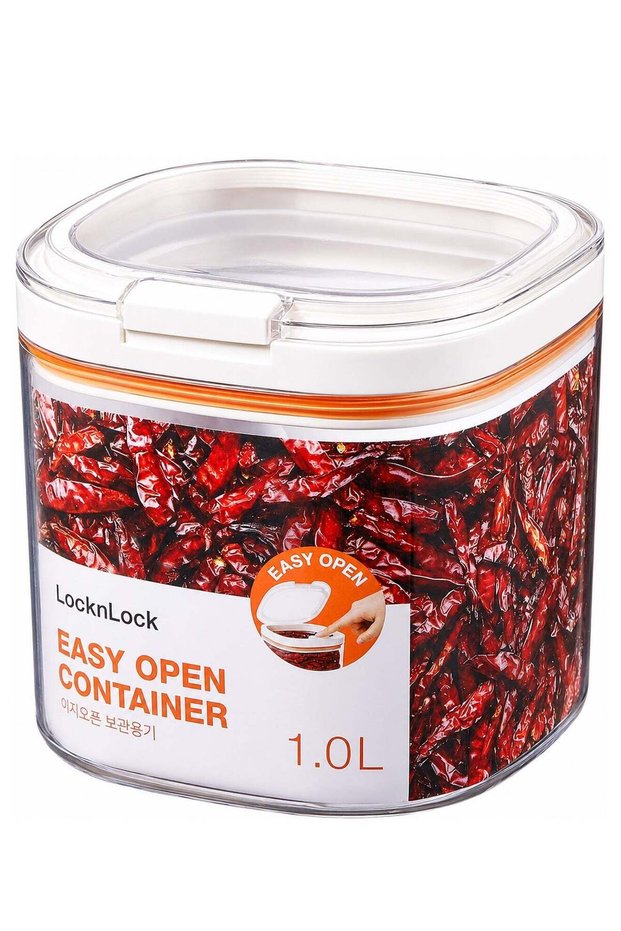 LocknLock Easy Grip Square Canister 1L One Touch Lid, Airtight Food Storage Container, BPA Free Tra