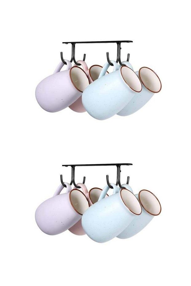 Mug Rack Under CabinetCoffee Cup Holder8 Mugs Hooks Under Shelf Display Hanging Cups Drying Hook fo
