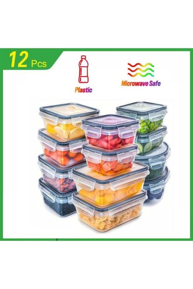 12-pcs Airtight Food Storage Containers Set, with Snap Locking Lids & Labels, Re-usable BPA-Free PP