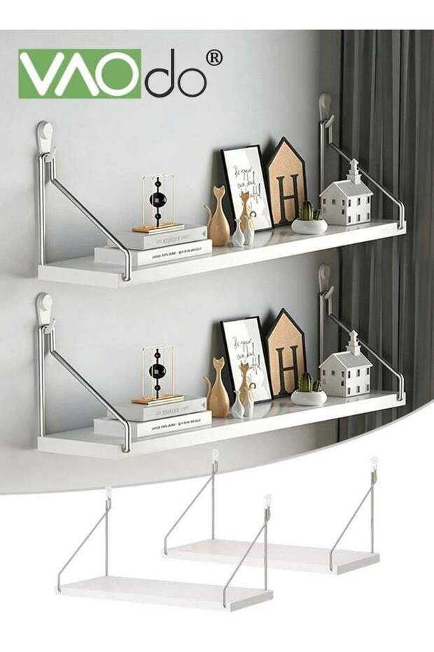 2PCS Wall Hanging Shelf with Hooks, Wall Mounted Floating Storage, Modern Storage Display Organizer