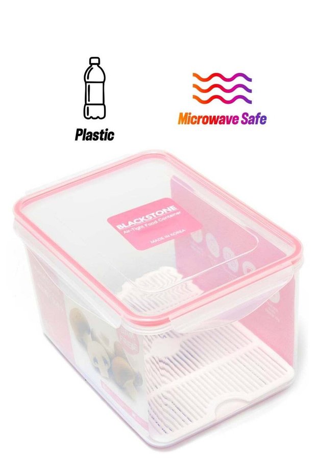 4.7L Clear Plastic Leak Proof Food Storage Containers With Pink Drain Tray, Airtight Meal Prep Orga