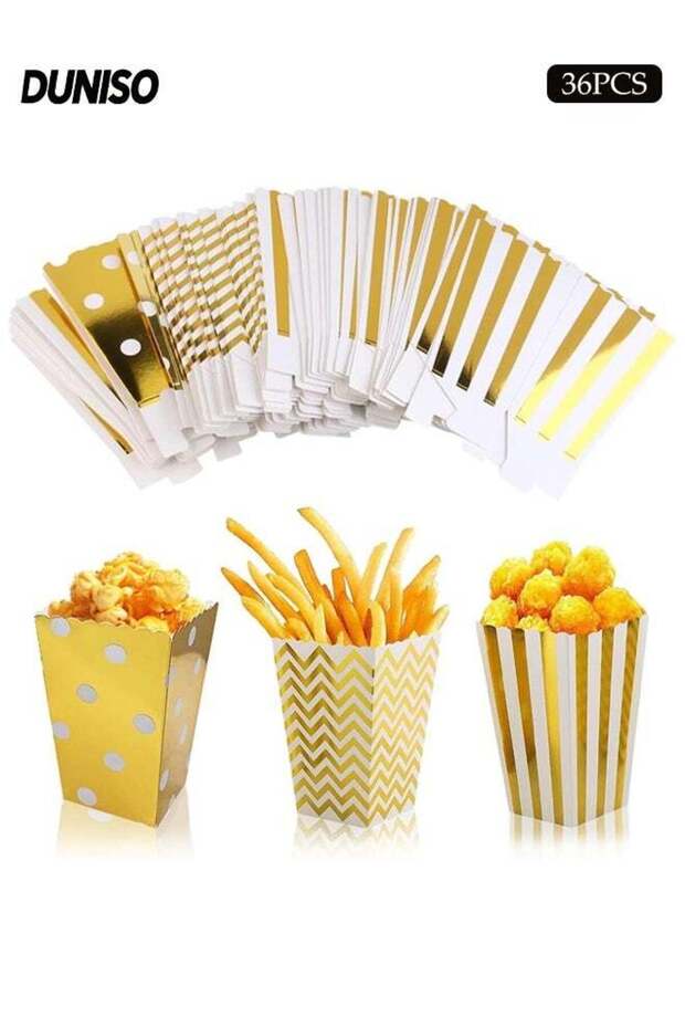 36 Pcs Popcorn Boxes, Stackable Paper Popcorn Cups, Cardboard Candy Container, Small Snack Bags for