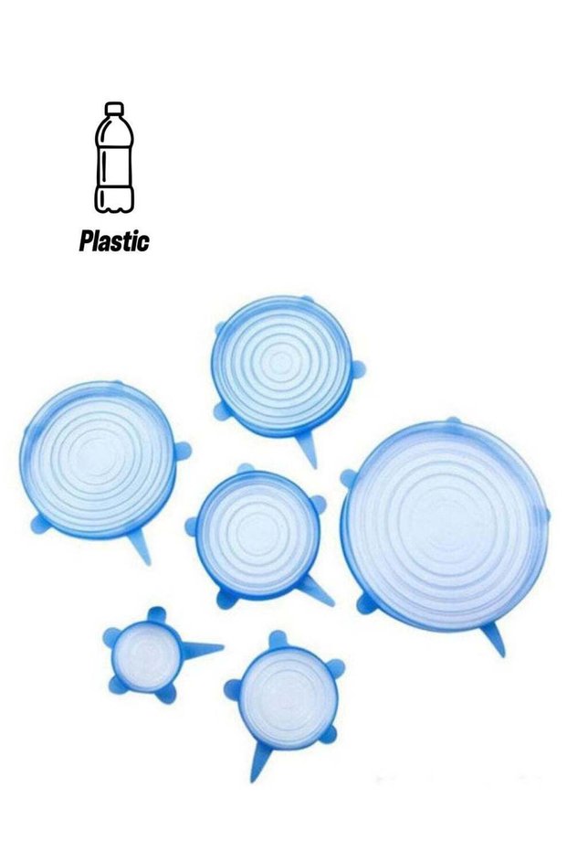 6 Pcs Reusable Silicone Stretch Lids Universal Lid Blue