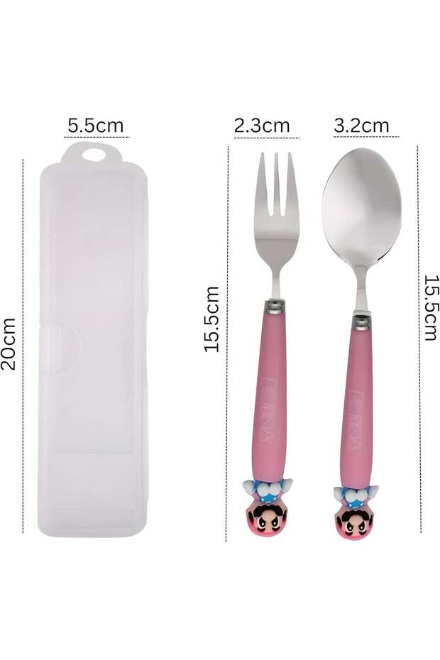 Arcade Adventure Kids Cutlery Set with Case - 2-Piece Stainless Steel BPA Free Cutlery Set Includes