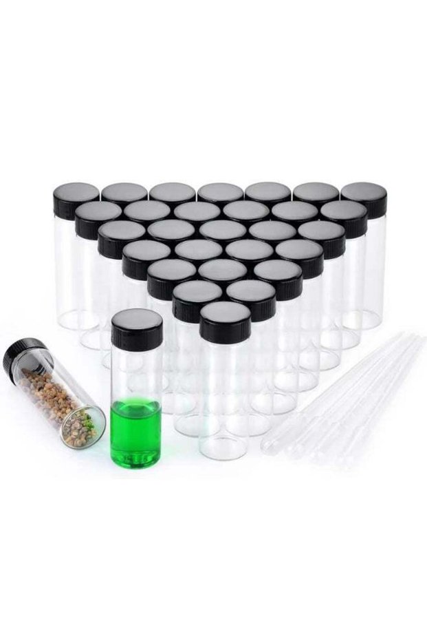 25Pcs 30ml Clear Glass Vials with Screw Caps, Small Refillable Liquid Bottles for Essential Oils, P