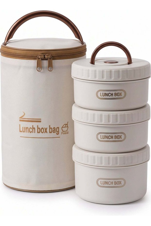 3-Tier Stainless Steel Lunch Box with Insulated Carry Bag, Leakproof Food Storage Containers, Stack