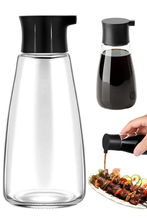 Glass Oil Vinegar Cruet Dripless Spout Vacuum Pour Dispenser For Olive Oil Soy Sauce BBQ Cooking