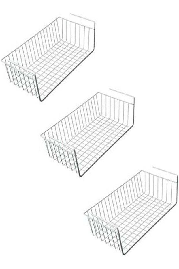 Go Hooked Vime Multipurpose Under Shelf Basket Powder Coated Iron Under Cabinet Organiser (White, 1