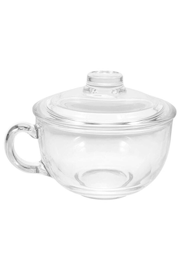 Glass Cereal Bowl with Handle and Lid - Clear Small Soup, Yogurt, Oatmeal Breakfast Bowl - Microwav