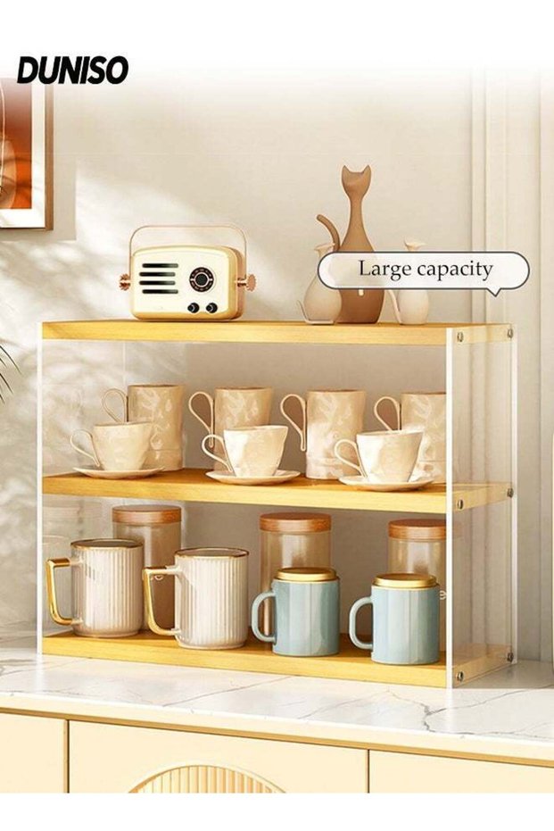 Desktop Storage Shelf, Thickened Wood Desk Organizer Bookshelf, Dresser Top Organizer Storage Rack,