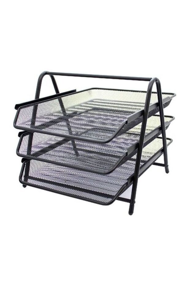 3-Tier A4 Size Letter And File Storage Tray Black