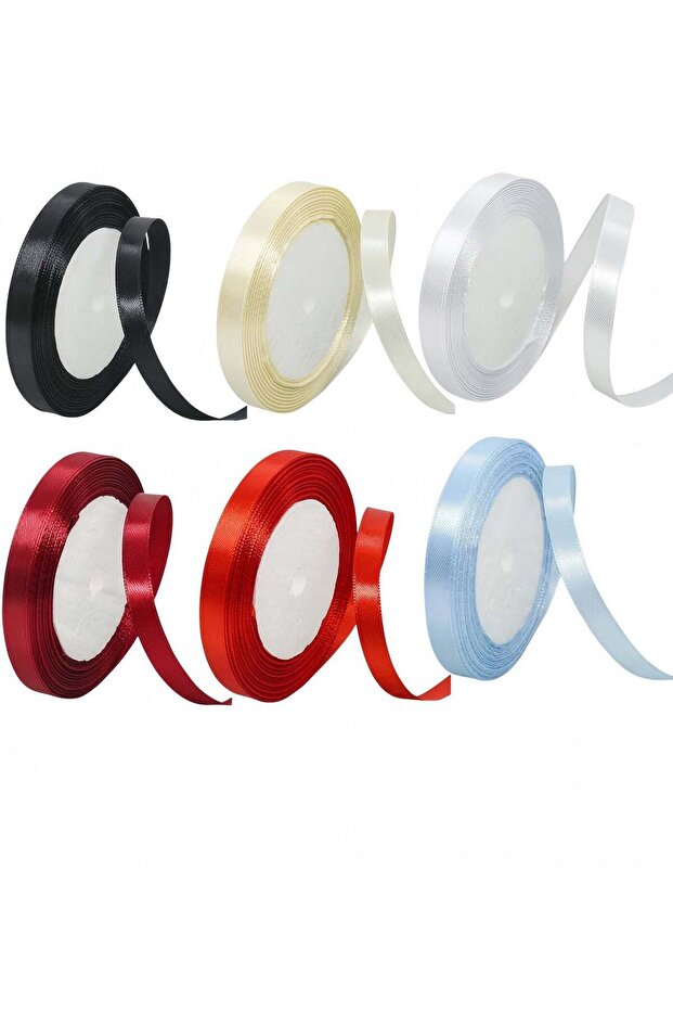 6 Roll Pack- 144 Yds Total Satin Ribbon Set - 10mm Wide Polyester Ribbon for Gift Wrapping, Hair Bo
