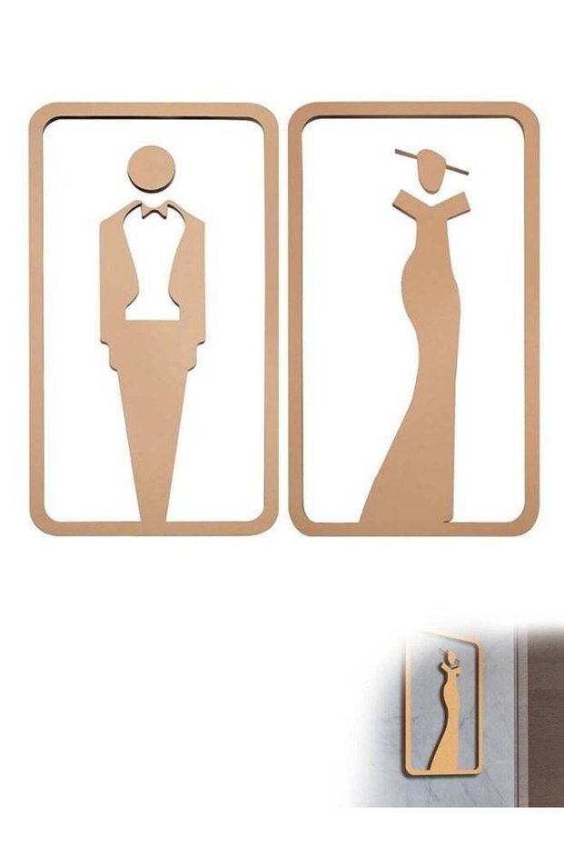 Toilet Signs Restroom Identification Signs for Ladies and Gentlemen, No Drilling Self Adhesive Wall
