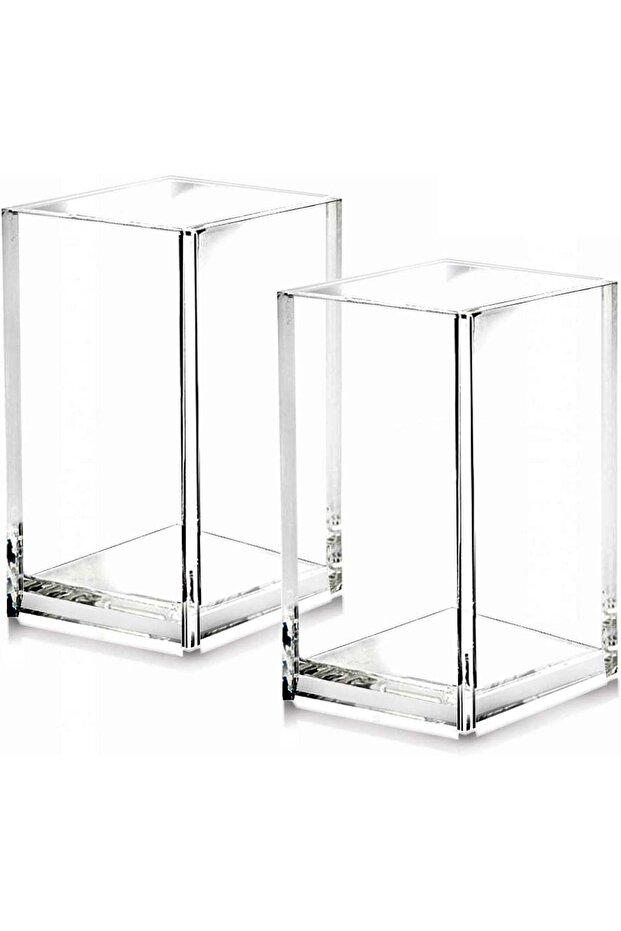 ARS 2 Pack Clear Acrylic Pencil Pen Holder - Modern Desktop Organizer for Office and Home