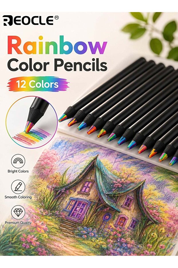 12PCS Gradient Color Pencis with Vibrant Wooden Design Professional Art Pencils with Medium Point C