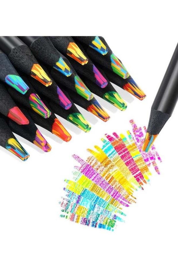 12 Colors Rainbow Pencils for Girls Boys, Black Wooden Multi Colored Pencils Bulk for Coloring Draw