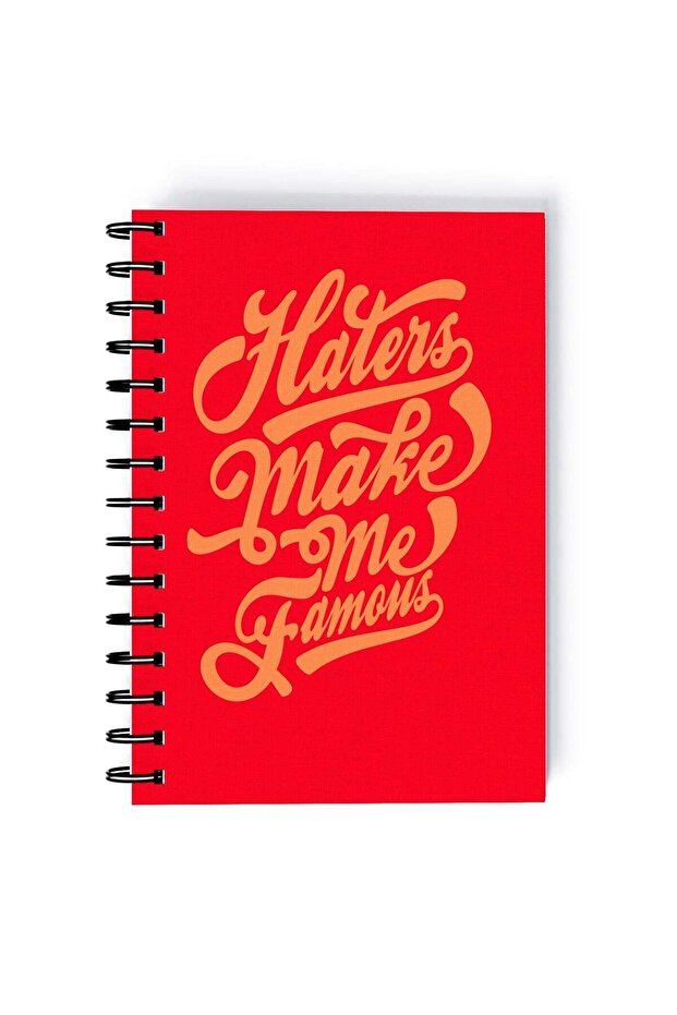 Haters Make Me Famous Quote Rectangle Spiral A5 Notebook Red/Yellow