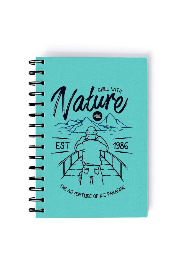 Nature Chill Design Rectangle Spiral A4 Notebook Sky Blue/Black