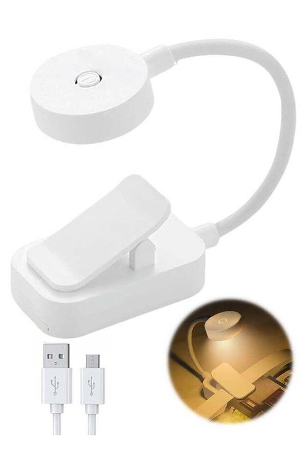 Rechargeable LED Book Reading Light, Eye Caring 3 Color Temperatures Dimmable USB Lamp for Bed Read