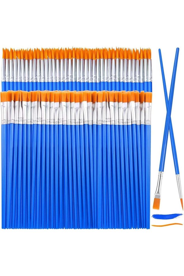 40 Pcs Paint Brushes Set, Detail Paint Brushes, 17cm Small Nylon Brushes, 20 Flat and 20 Round Tips