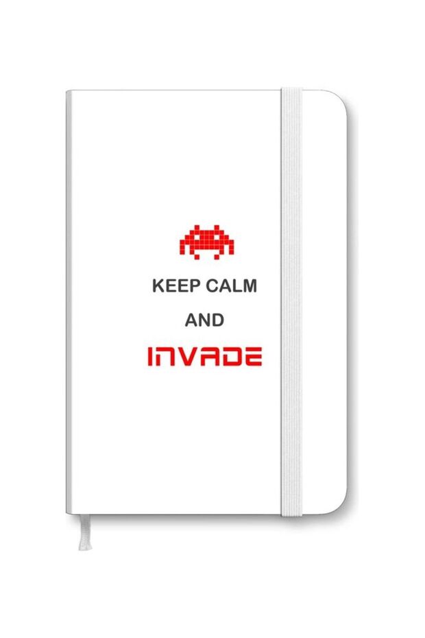 Designer A5 Thick Hardcover Notebook - Keep Calm And Invade White