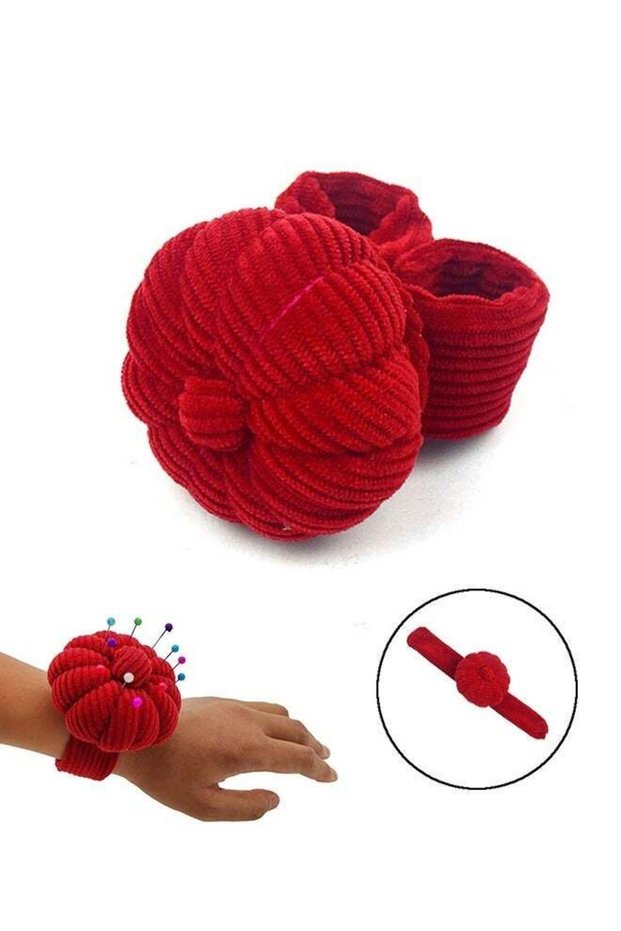Cushion Sewing Pin, Pumpkin Shape corduroy Needle Cushion Holder Band Wearable Pincushions Pincushi