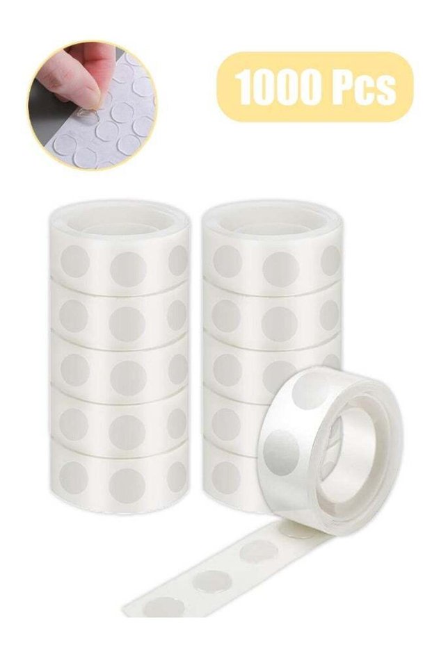1000 Pcs Strong Heavy Duty Round Double Sided Tape - Clear No Trace Adhesive Dots forWall Hanging