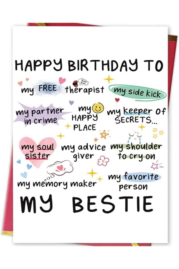 Funny Birthday Card for Women Sister, Happy Bday Gifts for Bestie, Bestfriend Birthday Cards, Besti