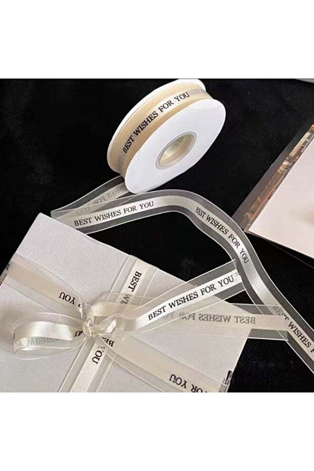 Satin Lace Gift Wrap Ribbons, English Letters 430cm Gift Ribbon With Printed Phrase.Fringe For Wedd