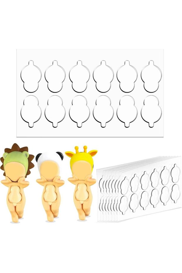 Sonny Angel Doll Compatible Double-Sided Clear Adhesive Pads for Mini Figures, Replacement Putty