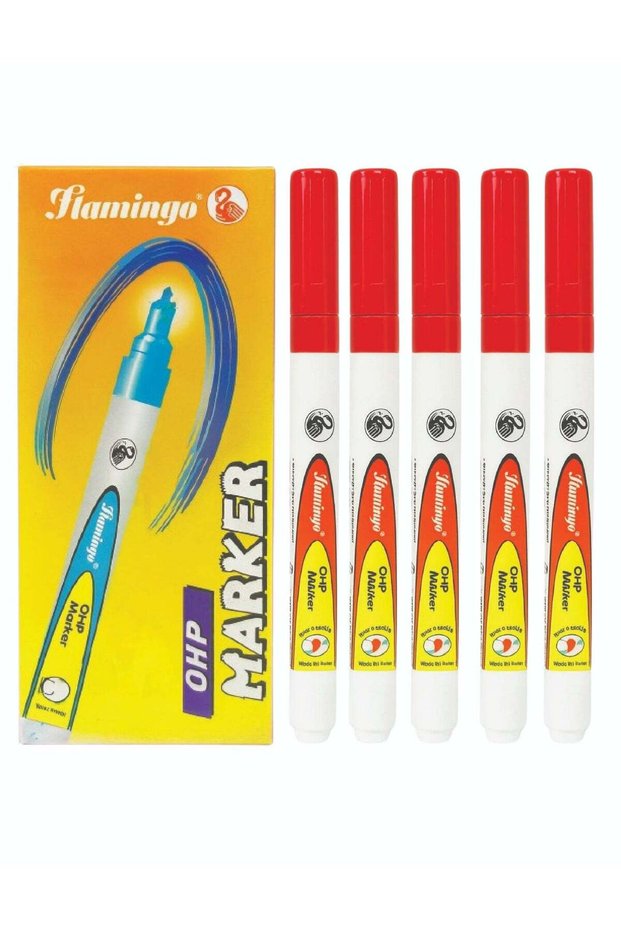 10-Piece Permanent OHP Marker-Red