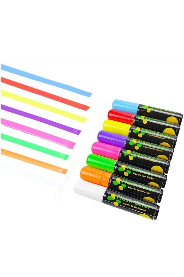 8 Classic Neon Chalk Markers Double Pack - Vibrant Liquid Chalk Pens for Menus, Glass, Windows, Whi
