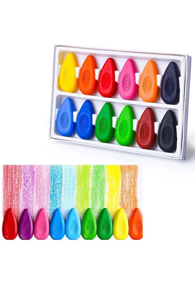 Suitable for Children's Colored Crayons Children's Non Toxic Washable Water Drop Crayons and School