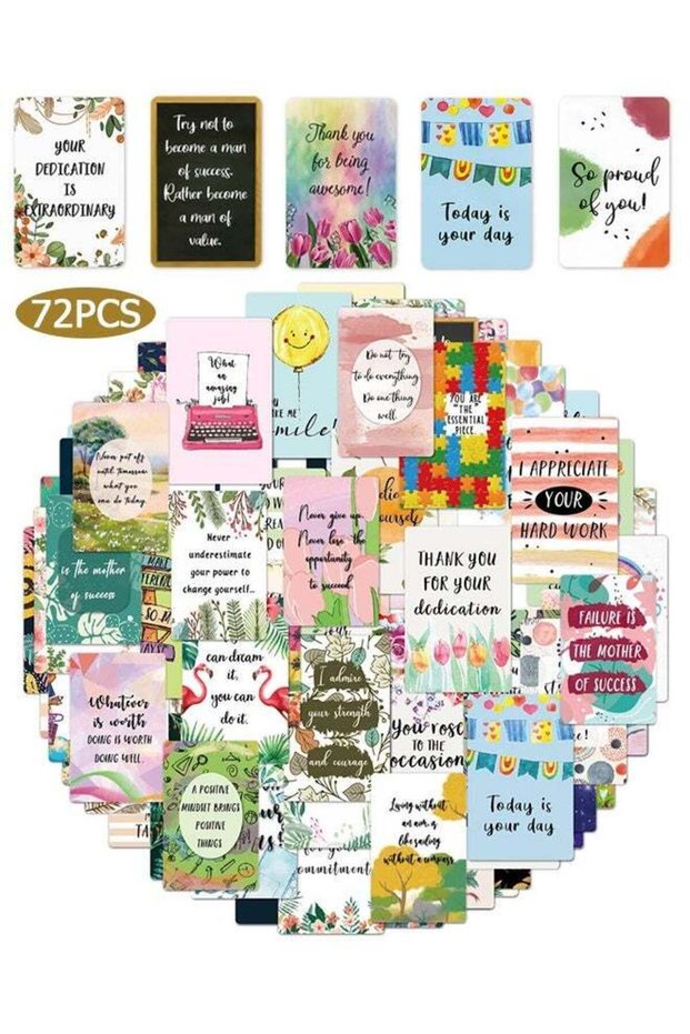 72 PCS Motivational Cards - Affirmation Cards with Blank Backs - Self-Encouragement Cards with Quot