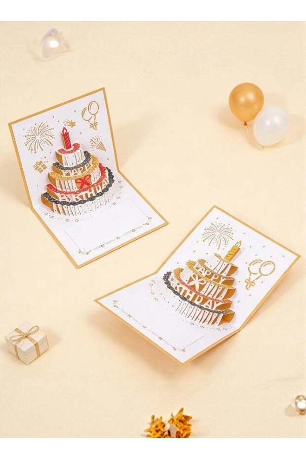 2 Packs of Fancy Elegant Design 3D Pop Up Card Greeting Card for Birthday Sturdy and Solid Card Sto