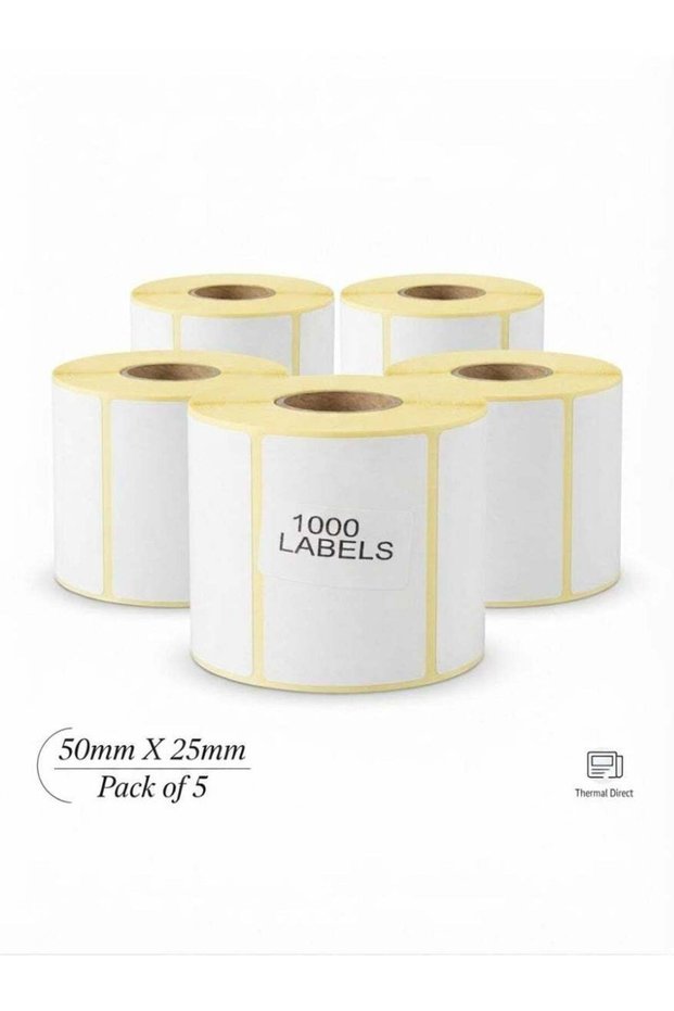 Direct Thermal Barcode Labels 50mm x 25mm – 1000 Labels/Roll – 5 Rolls