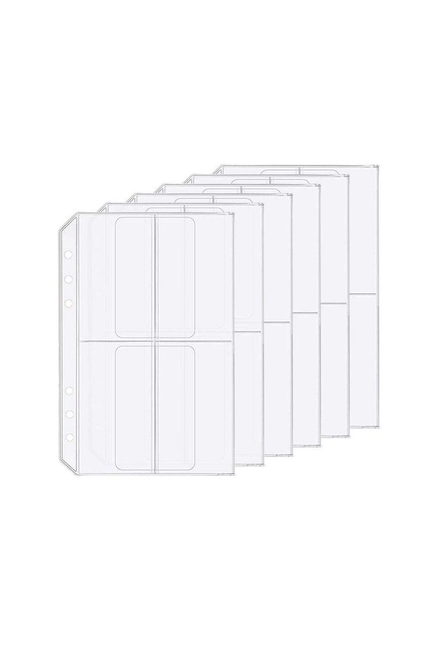 6 Pack A5 6 Holes Binder 4 Pockets Plastic Binder Folders Waterproof 6 Holes Holder for Receipt Tic