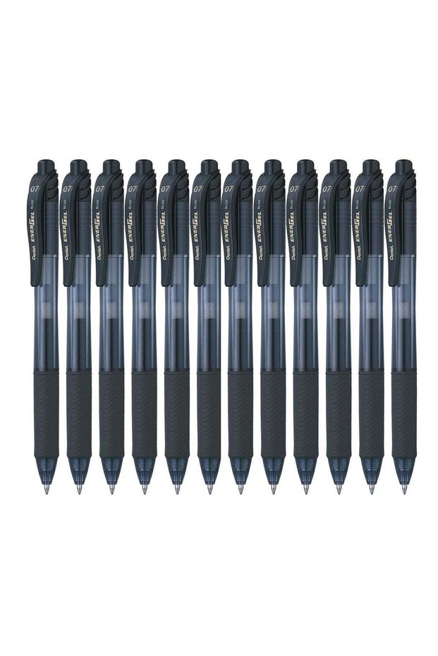 12-Piece Energel Gel Ink Pen 0.7mm Tip Black Ink