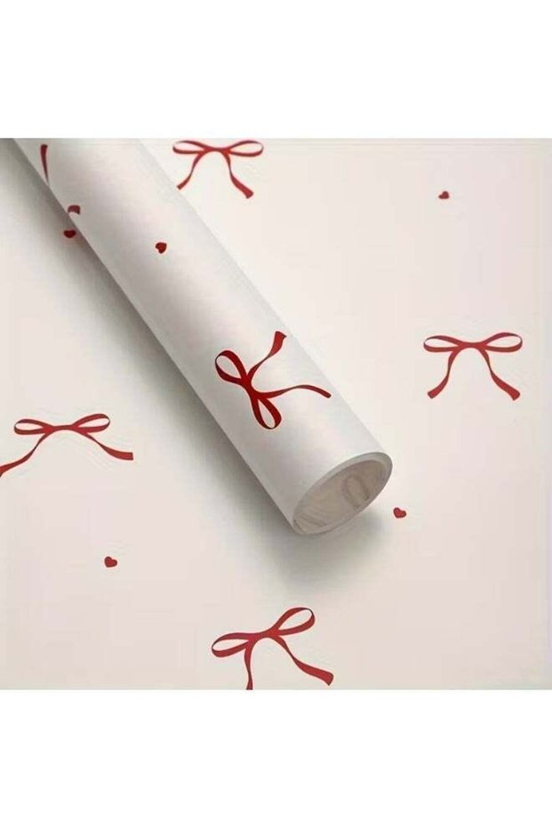 5 Sheets Valentine's Floral Gift Wrapping Paper with Bow Pattern (White)
