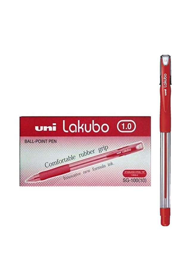 12-Piece Lakubo Ballpoint Pen 1.0mm Tip Red Ink