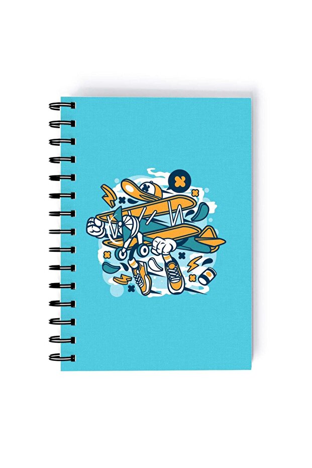 Plane Character Rectangle Spiral A5 Notebook Multicolour