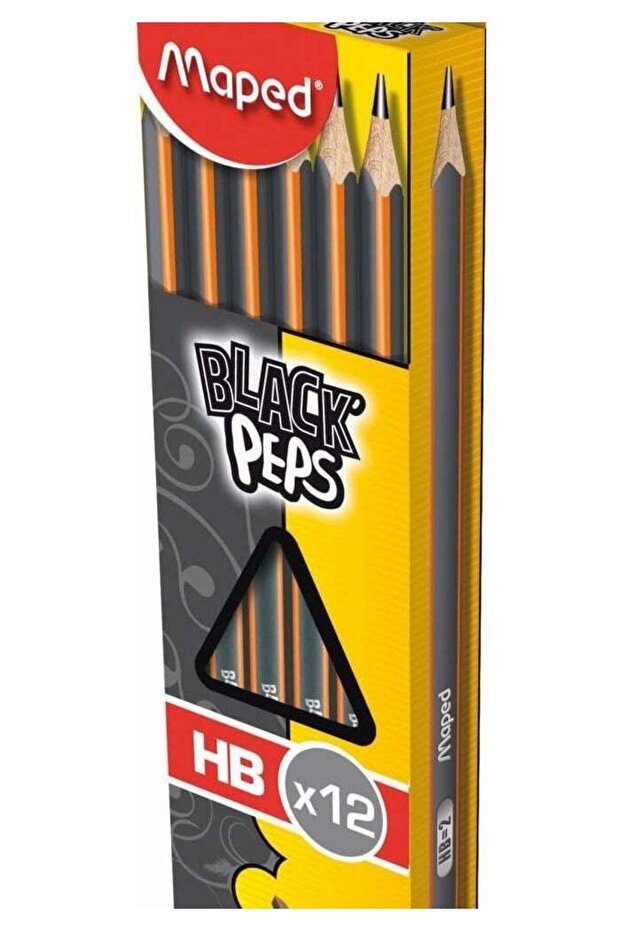 Maped Black'Peps HB Triangular Wooden Pencils - Pack of 12