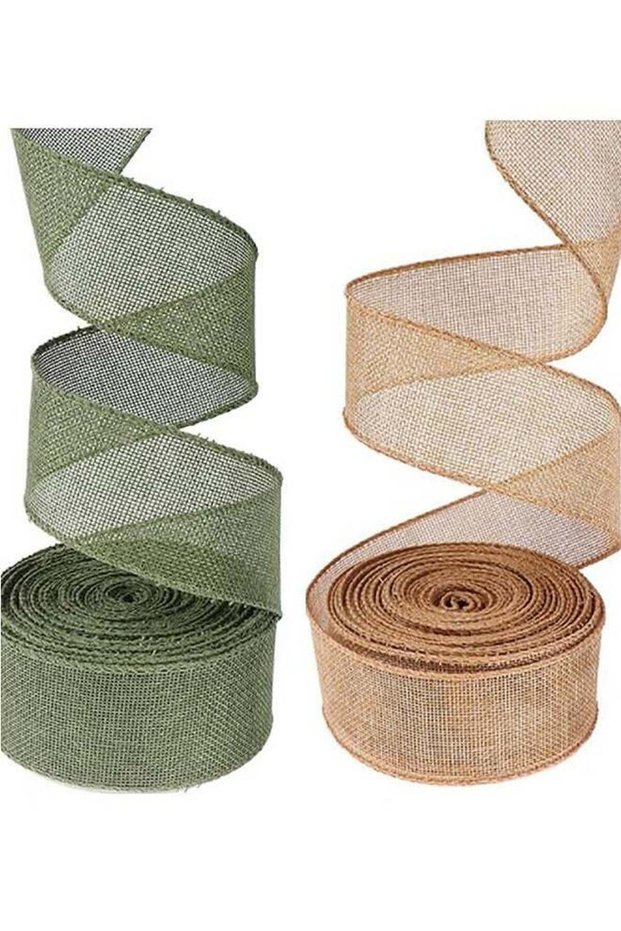 2 Rolls Burlap Fabric Craft Ribbon Burlap Roll Ribbon Natural Jute Fabric Crafts Ribbon For Wedding