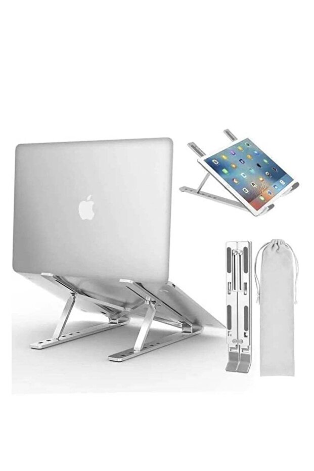 7-Level Adjustable Aluminum Alloy Foldable Laptop Stand Silver