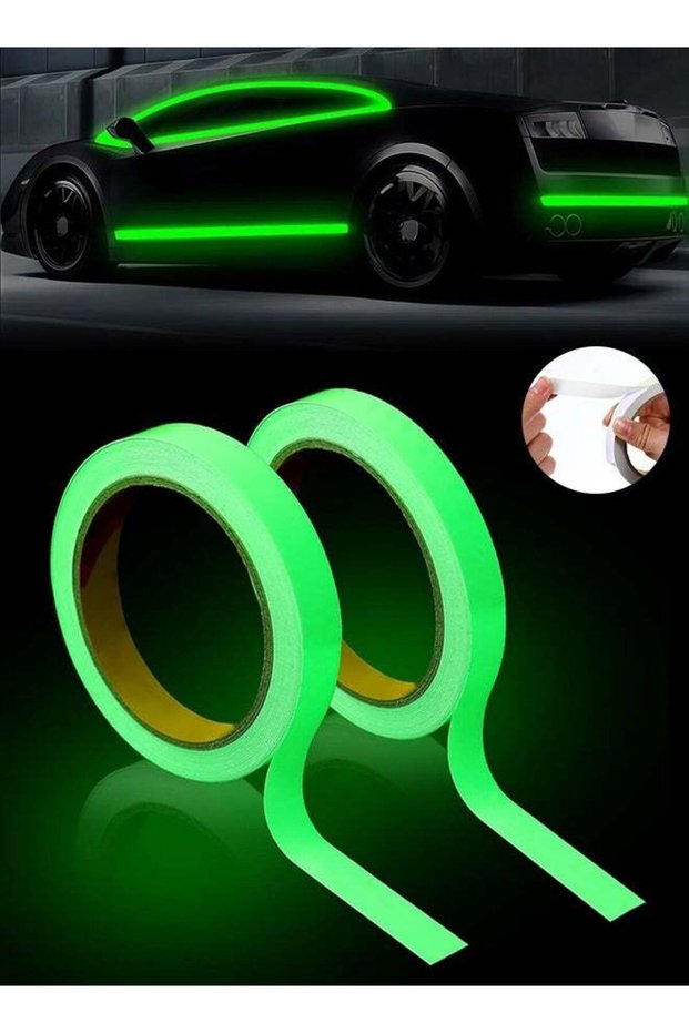 2Pcs Glow Tape, 10 Feet x 0.8 Inch, Waterproof, Luminous, Fluorescent, Glow in Dark Duct Tape for S