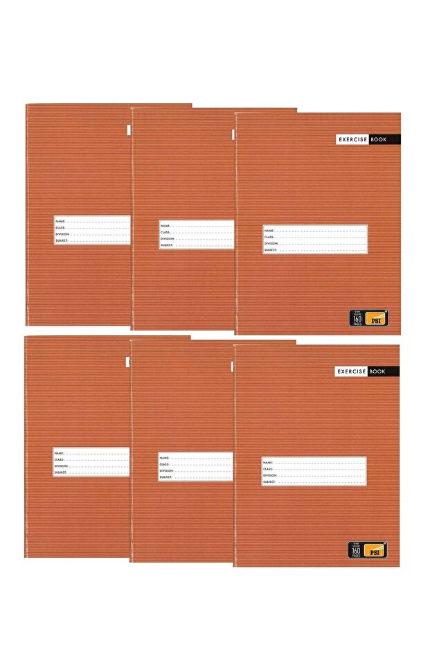 6-Piece Single Lined Exercise Notebook With Left Margin 160 Pages A5 Size