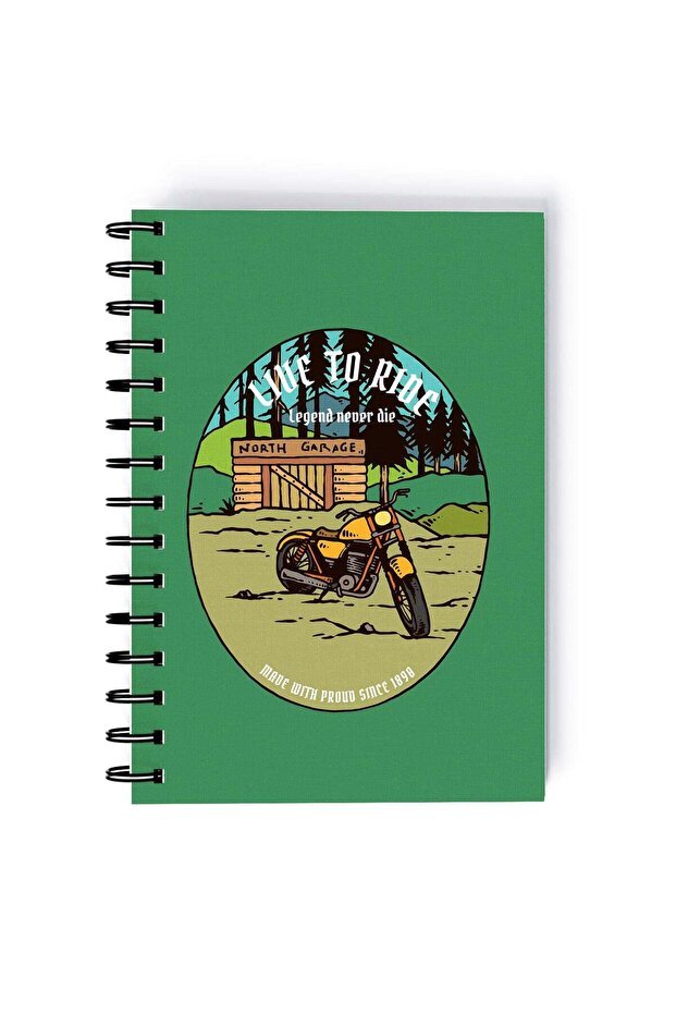 Live To Ride Design Rectangle Spiral A5 Notebook Multicolour
