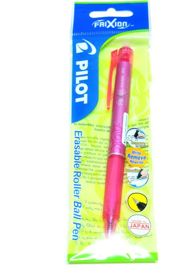 Pilot Frixion Clicker Roller Ball Pen, 0.5 mm Tip Size, Pink